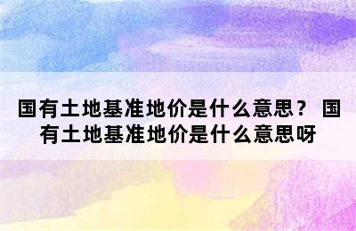 国有土地基准地价是什么意思？ 国有土地基准地价是什么意思呀